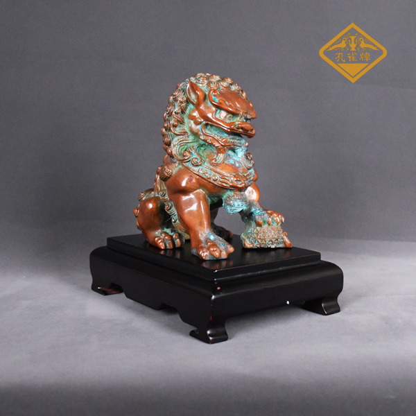 16公分仿清门蹲狮